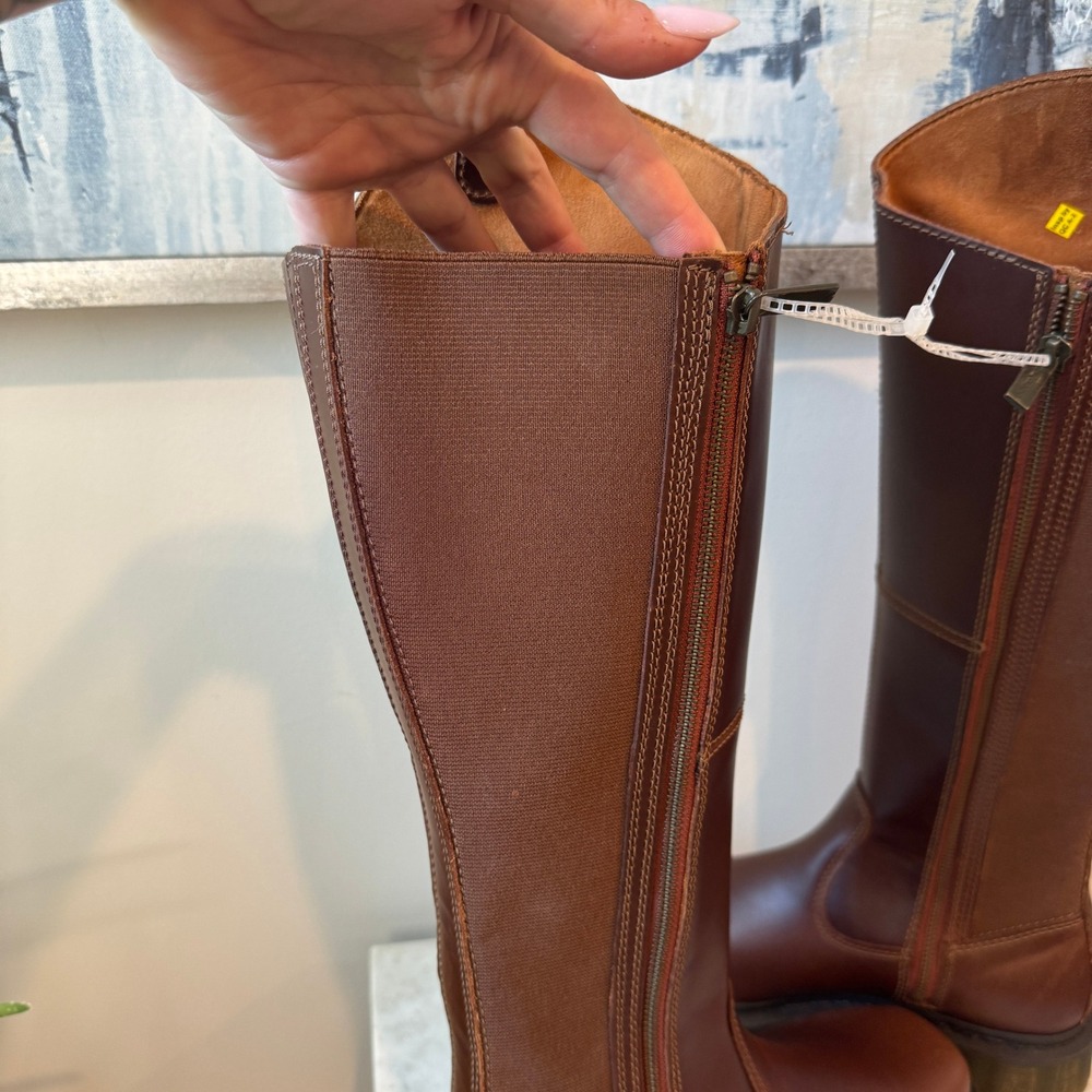 Dr. Martens Amaayah Hi Leather Bex Brown Riding Boots Women's Size 8 Platform - Picture 12 of 13